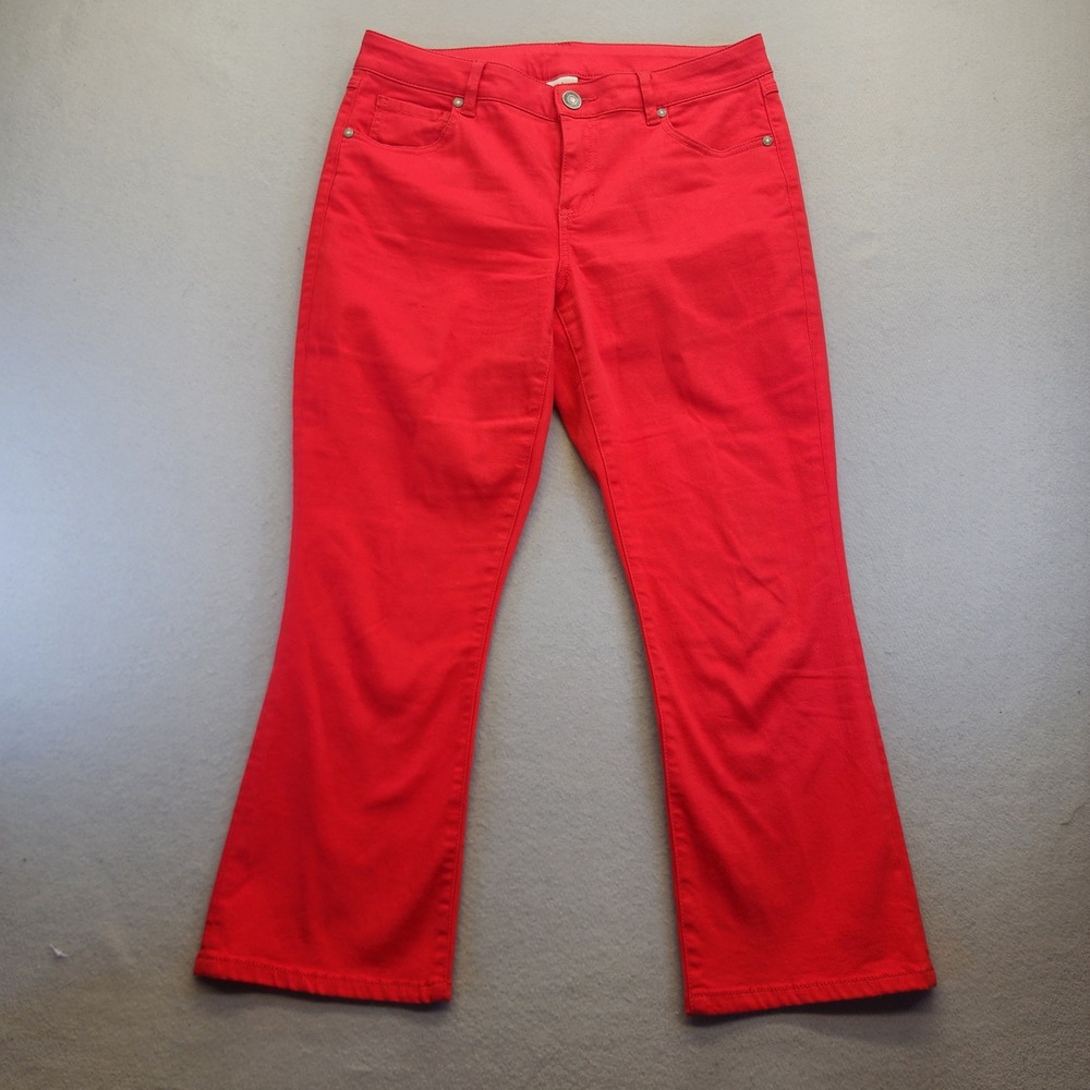 Cabi Red Kick Flare Jeans Womens Size 8 Stretch Denim Cropped Pants 6496 Bold